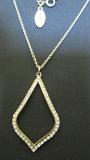 Pendant 6403 Golden Tone CZ Long Pendant Necklace